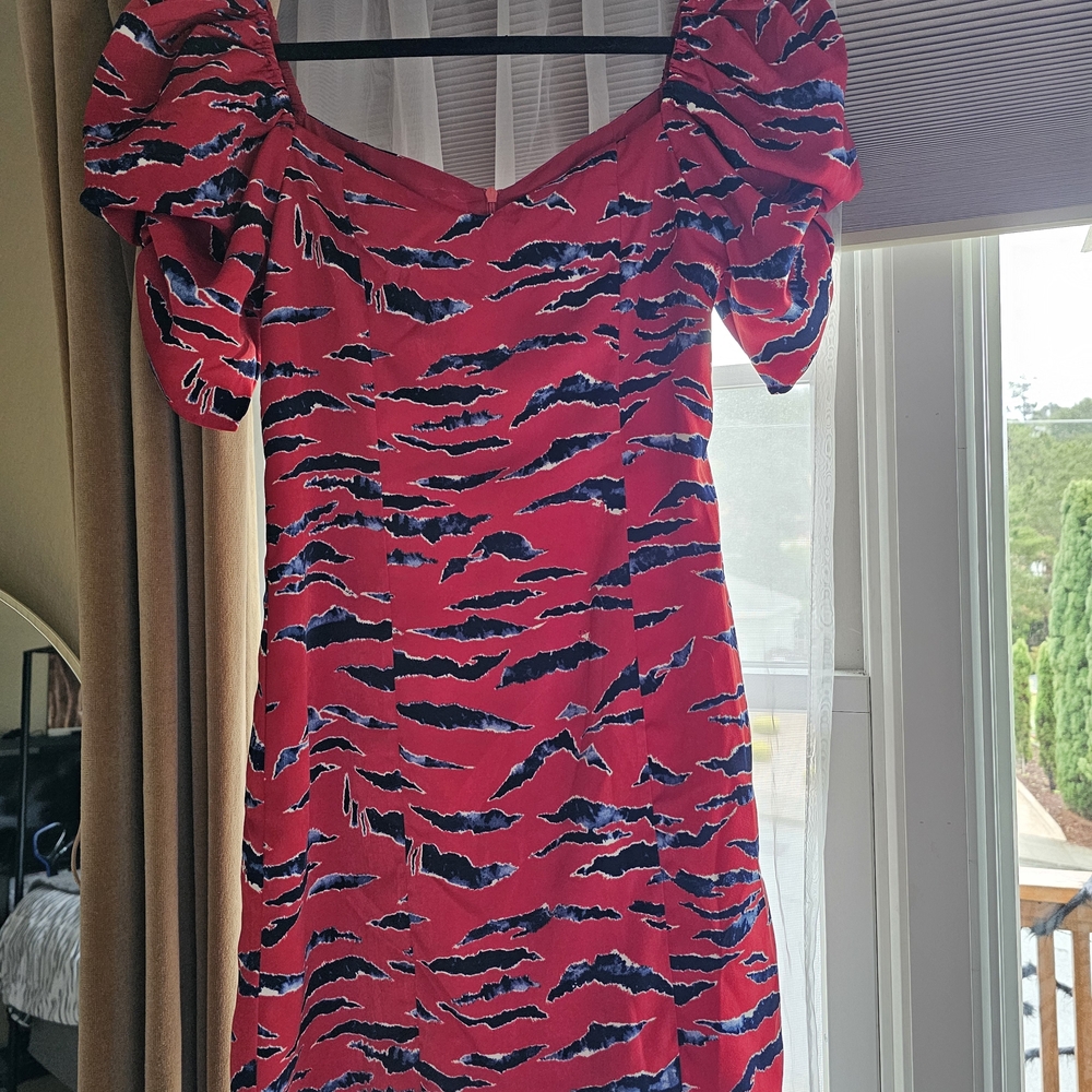 4SI3NNA Red and Black Abstract Mini Dress